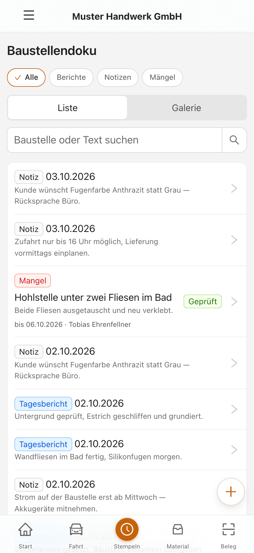 Baustellendoku vom Handy