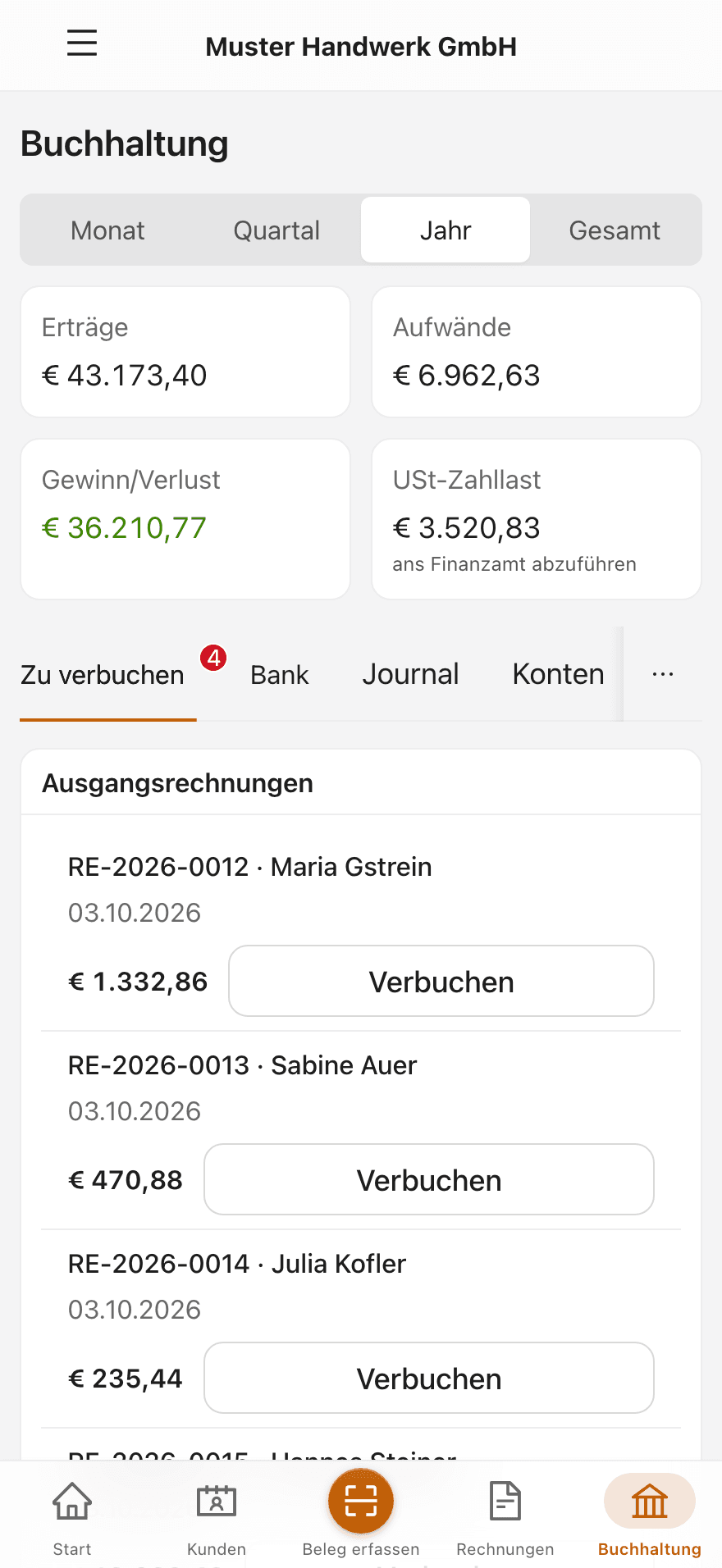 Buchhaltung, die mitläuft